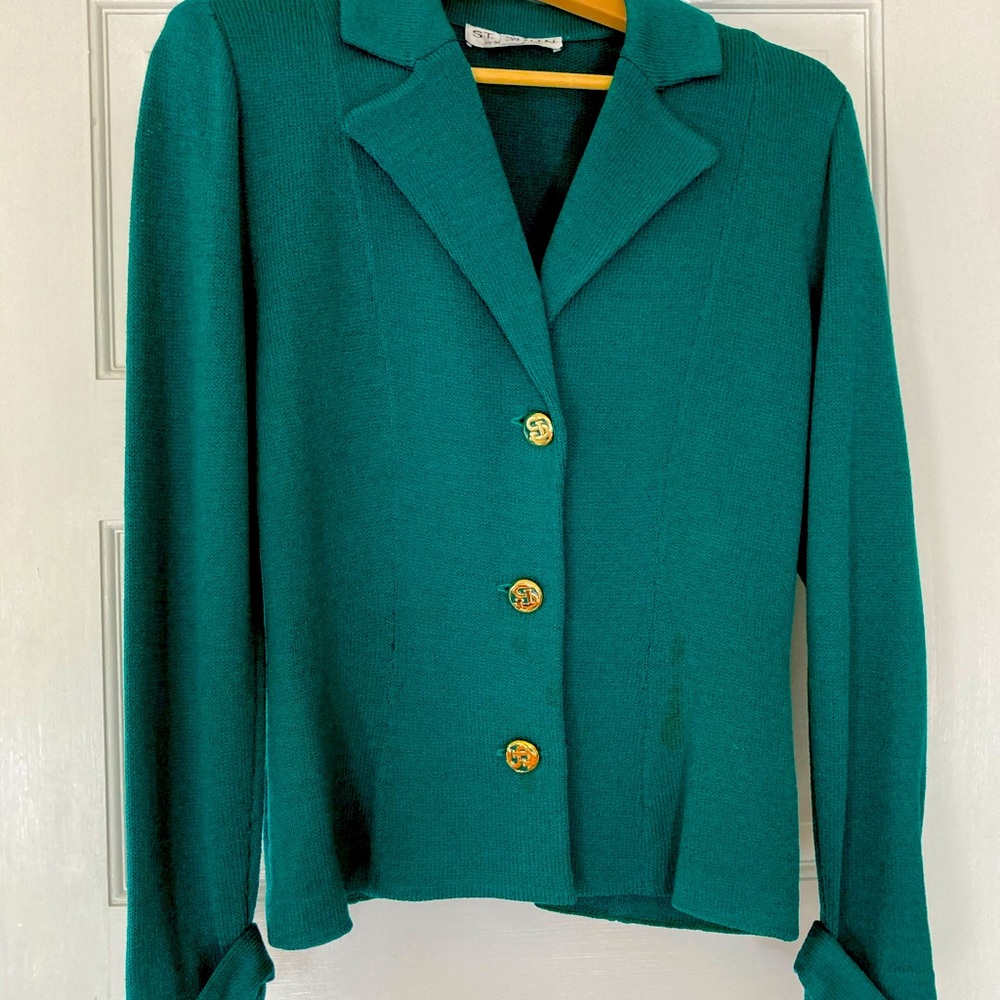 St. John by Marie Gray green suit.